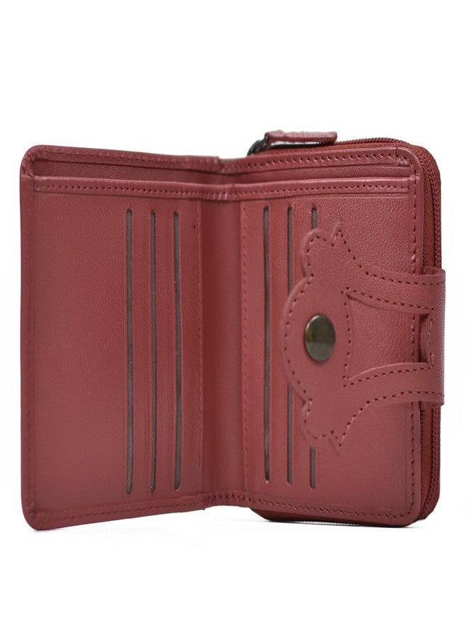 وايلدهورن محفظة جلدية أصلية من WildHorn مزودة بتقنية RFID لحماية البيانات للنساء، تحتوي على 8 فتحات للبطاقات | حقيبة يد أنيقة للنساء/الفتيات (أحمر) - Image 5